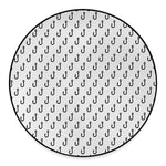 White And Black Fishing Hooks Print Round Floor Mat