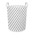 White And Black Fishing Hooks Print Round Laundry Basket