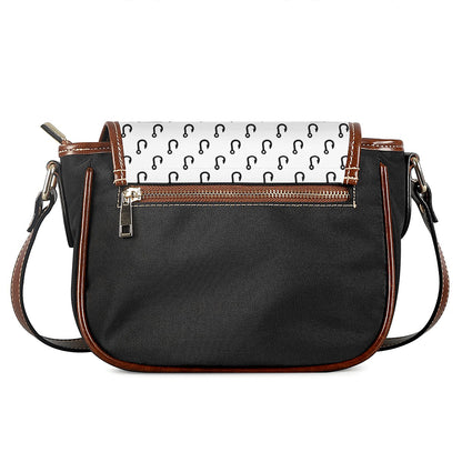 White And Black Fishing Hooks Print Saddle Bag