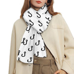 White And Black Fishing Hooks Print Scarf