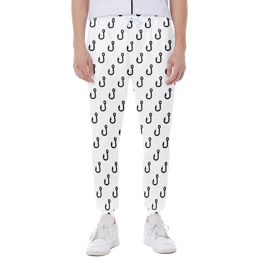 White And Black Fishing Hooks Print Scuba Joggers