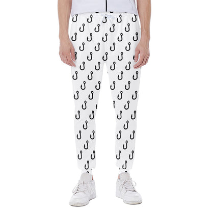 White And Black Fishing Hooks Print Scuba Joggers