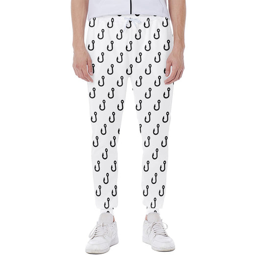 White And Black Fishing Hooks Print Scuba Joggers