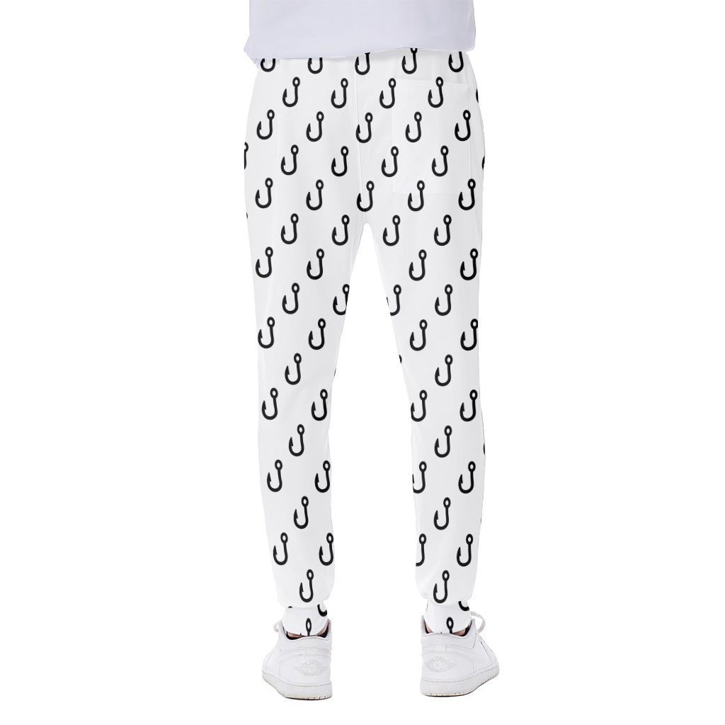 White And Black Fishing Hooks Print Scuba Joggers