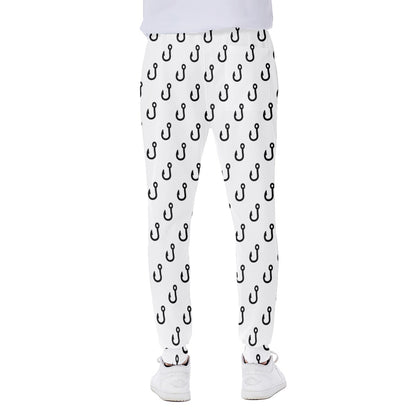 White And Black Fishing Hooks Print Scuba Joggers