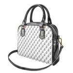 White And Black Fishing Hooks Print Shoulder Handbag