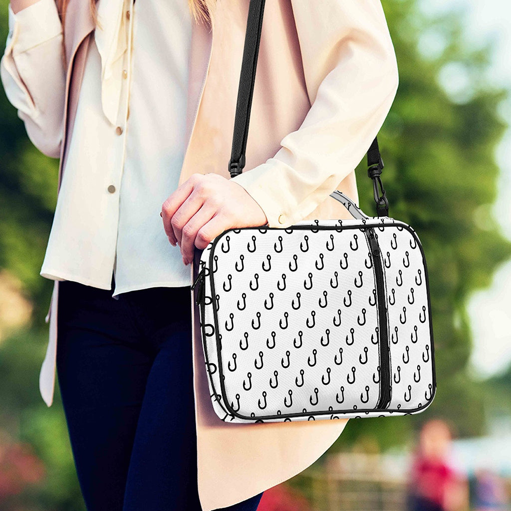 White And Black Fishing Hooks Print Shoulder Strap Bible Bag