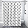 White And Black Fishing Hooks Print Shower Curtain