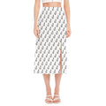 White And Black Fishing Hooks Print Side Slit Midi Skirt