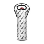 White And Black Fishing Hooks Print Single Neoprene Wine Tote