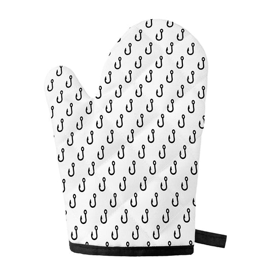 White And Black Fishing Hooks Print Single Oven Mitt