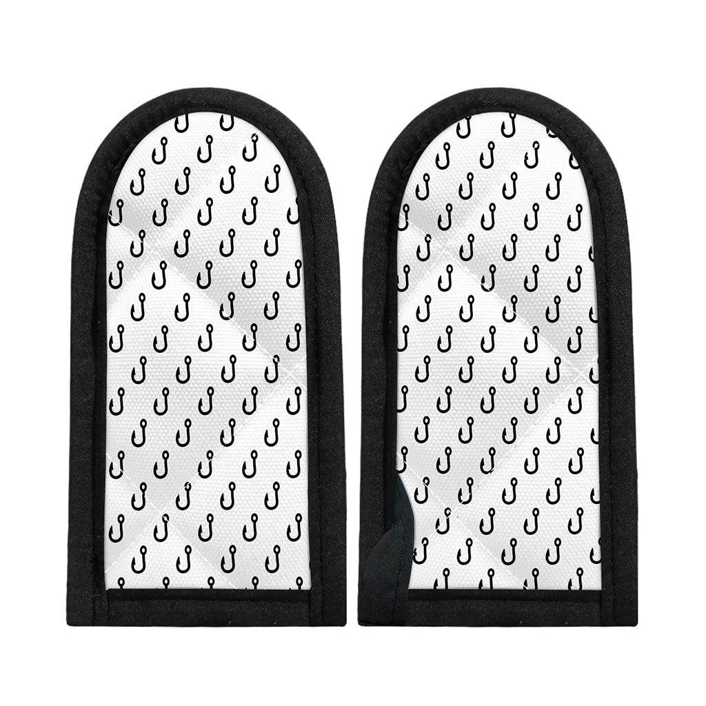 White And Black Fishing Hooks Print Skillet Handle Cover