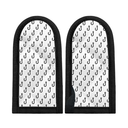 White And Black Fishing Hooks Print Skillet Handle Cover