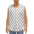 White And Black Fishing Hooks Print Sleeveless Baseball Jersey