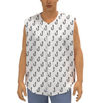 White And Black Fishing Hooks Print Sleeveless Baseball Jersey