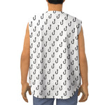 White And Black Fishing Hooks Print Sleeveless Baseball Jersey
