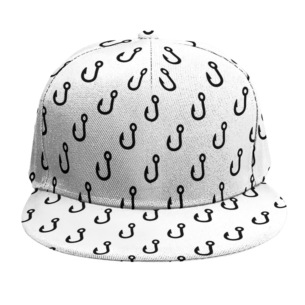 White And Black Fishing Hooks Print Snapback Cap