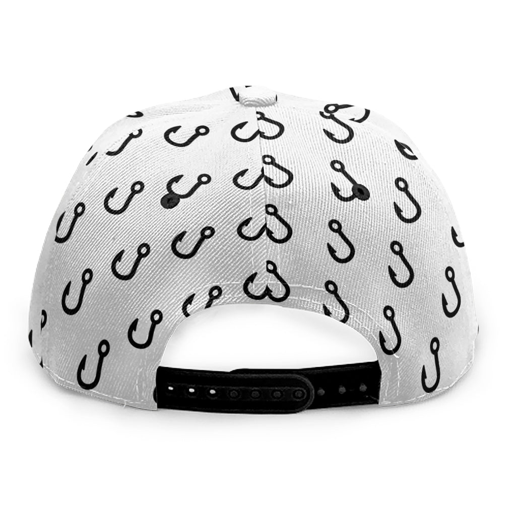 White And Black Fishing Hooks Print Snapback Cap