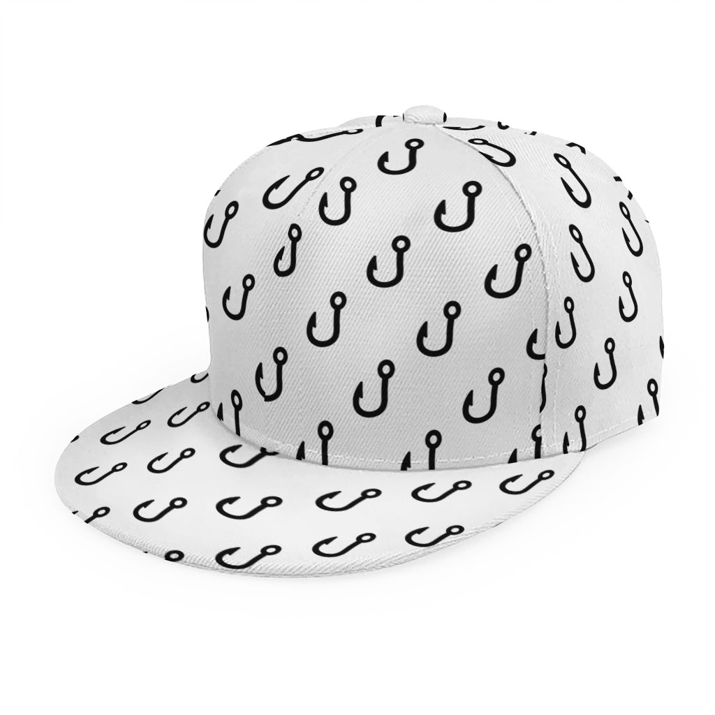 White And Black Fishing Hooks Print Snapback Cap