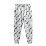 White And Black Fishing Hooks Print Sweatpants