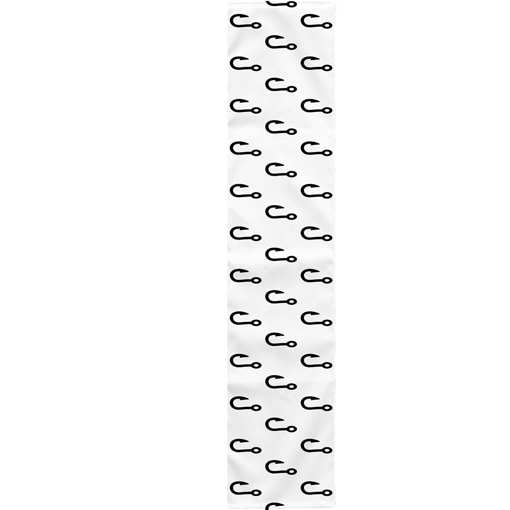 White And Black Fishing Hooks Print Table Runner