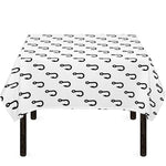 White And Black Fishing Hooks Print Tablecloth