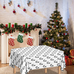 White And Black Fishing Hooks Print Tablecloth