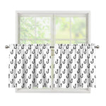 White And Black Fishing Hooks Print Tier Curtains