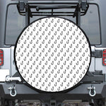 White And Black Fishing Hooks Print Tire Cover