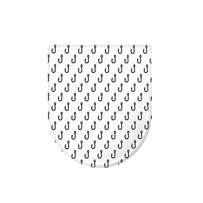 White And Black Fishing Hooks Print Toilet Lid Cover