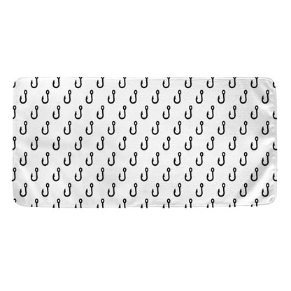 White And Black Fishing Hooks Print Towel