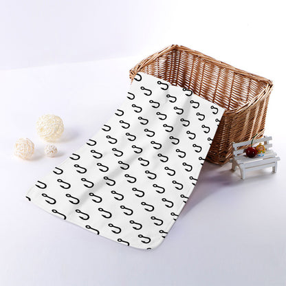 White And Black Fishing Hooks Print Towel