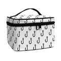 White And Black Fishing Hooks Print Travel Makeup Bag