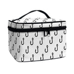 White And Black Fishing Hooks Print Travel Makeup Bag