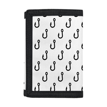 White And Black Fishing Hooks Print Trifold Wallet
