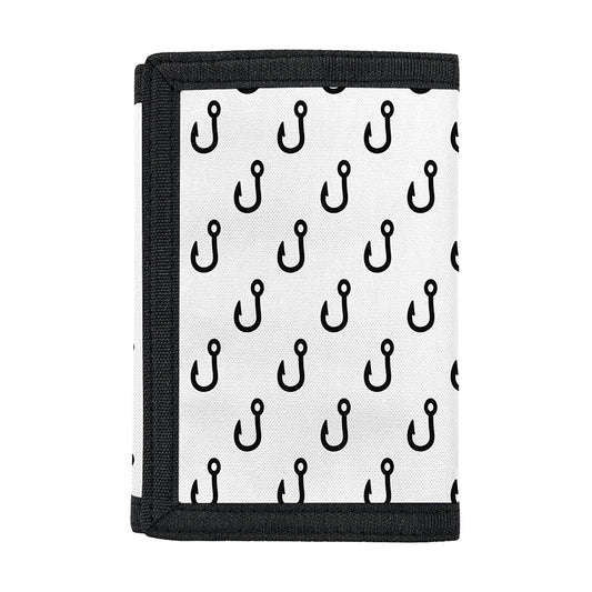 White And Black Fishing Hooks Print Trifold Wallet