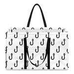 White And Black Fishing Hooks Print Utility Tote Bag