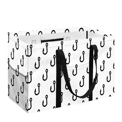 White And Black Fishing Hooks Print Utility Tote Bag