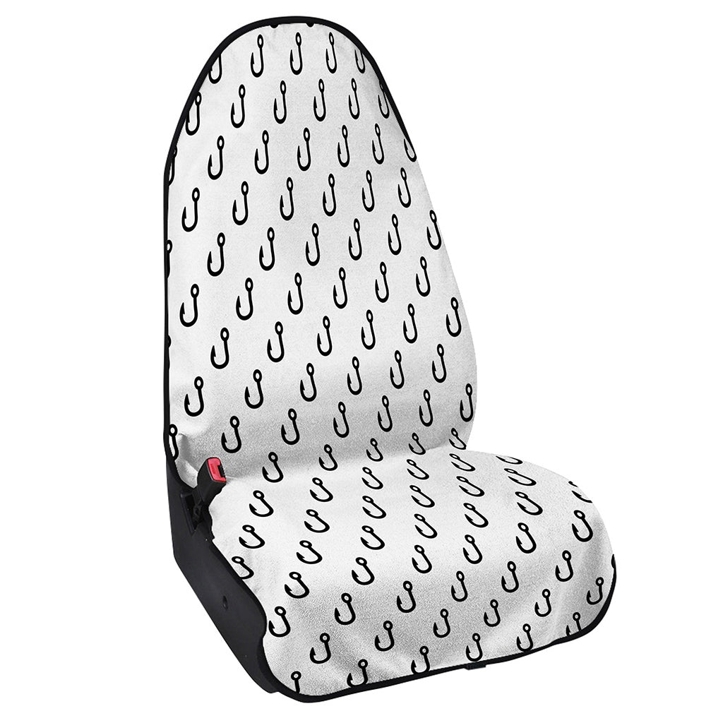 White And Black Fishing Hooks Print Waterproof Car Seat Cover