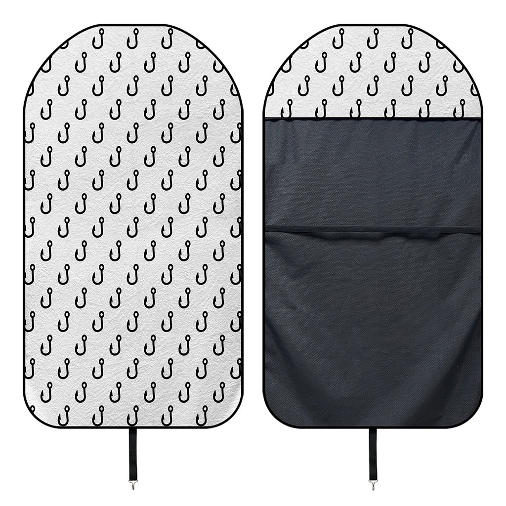 White And Black Fishing Hooks Print Waterproof Car Seat Cover