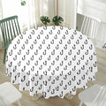 White And Black Fishing Hooks Print Waterproof Round Tablecloth