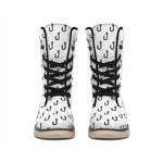 White And Black Fishing Hooks Print Winter Boots