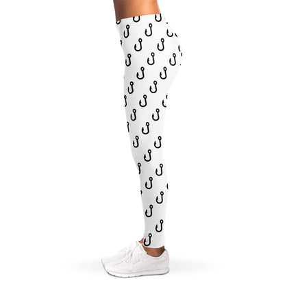 White And Black Fishing Hooks Print Women's Leggings