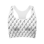 White And Black Fishing Hooks Print Women's Sports Bra