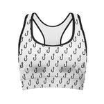 White And Black Fishing Hooks Print Women's Sports Bra