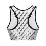 White And Black Fishing Hooks Print Women's Sports Bra