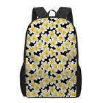 White And Black Frangipani Pattern Print 17 Inch Backpack