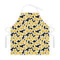 White And Black Frangipani Pattern Print Adjustable Apron