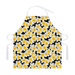 White And Black Frangipani Pattern Print Adjustable Apron