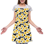 White And Black Frangipani Pattern Print Adjustable Apron